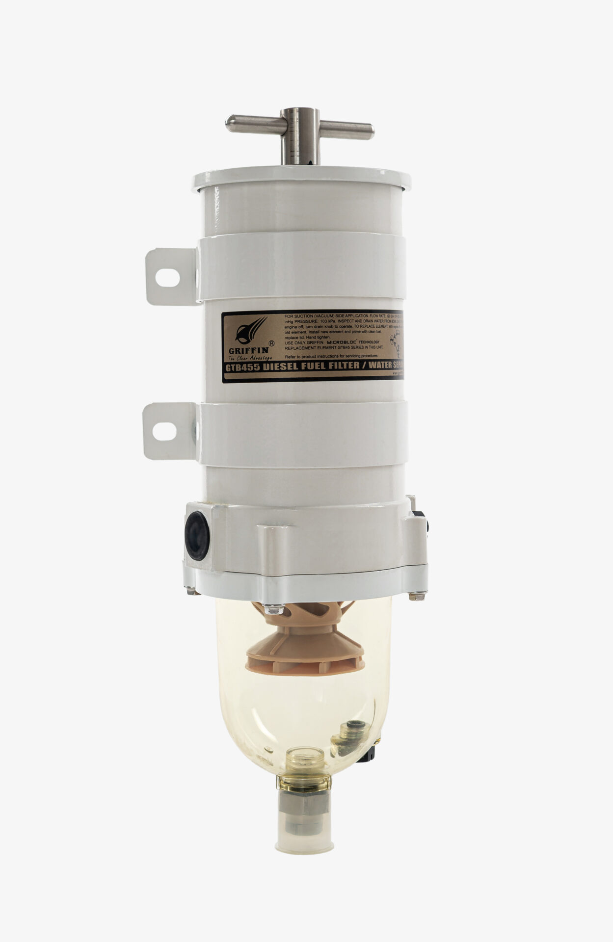 Griffin Kraftstofffilter Wasserabscheider Diesel GTB455 455 l/h – Weiß (ohne Hitzeblech)
